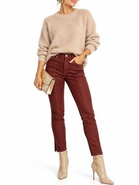 WHITE HOUSE BLACK MARKET WINE SKIMMER STRETCH ANKLE JEANS SZ 0 EUC